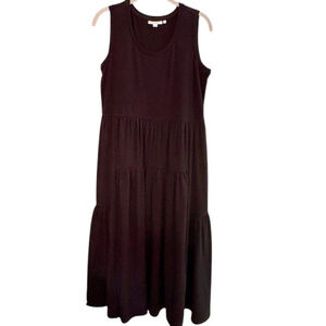 Women's Chico's Black Sleeveless Tiered Cotton Maxi Dress Size S